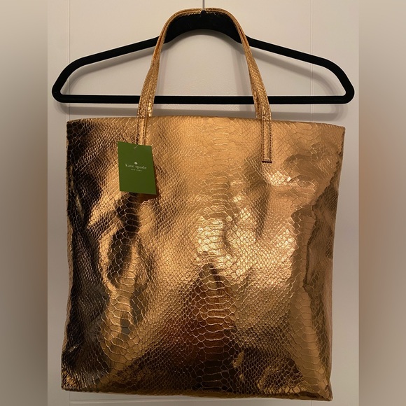 KATE SPADE - Gold Metallic Large Tote - Picture 4 of 7